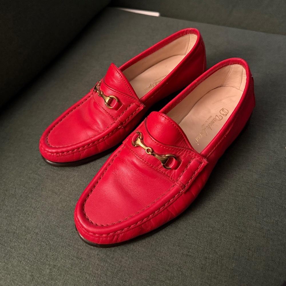 100% Real Italian leather red loafers